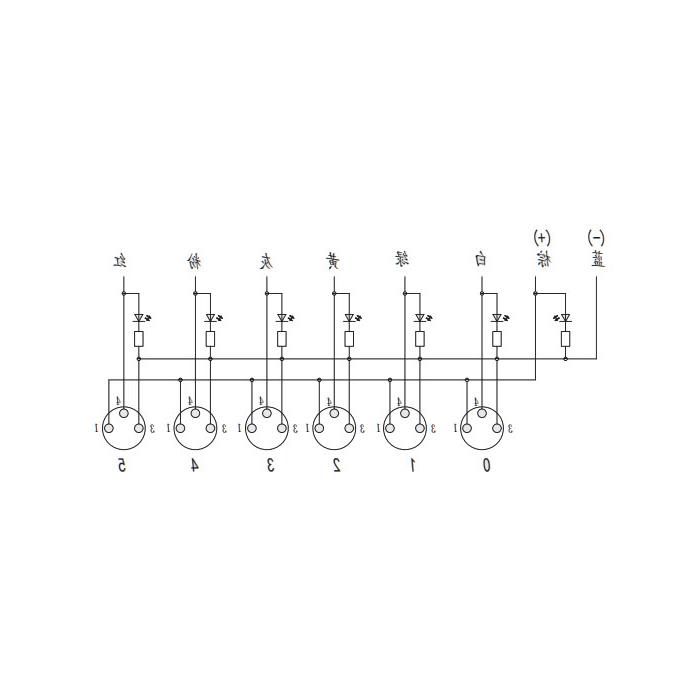 M8分线盒、单通道、PNP、6端口一体式、带LED、PUR柔性电缆、黑色护套、23P601-XXX